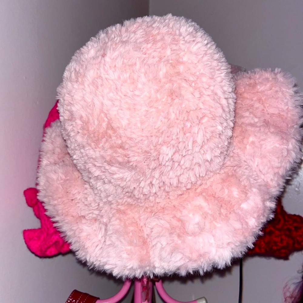 Pink Fur Floppy Hat